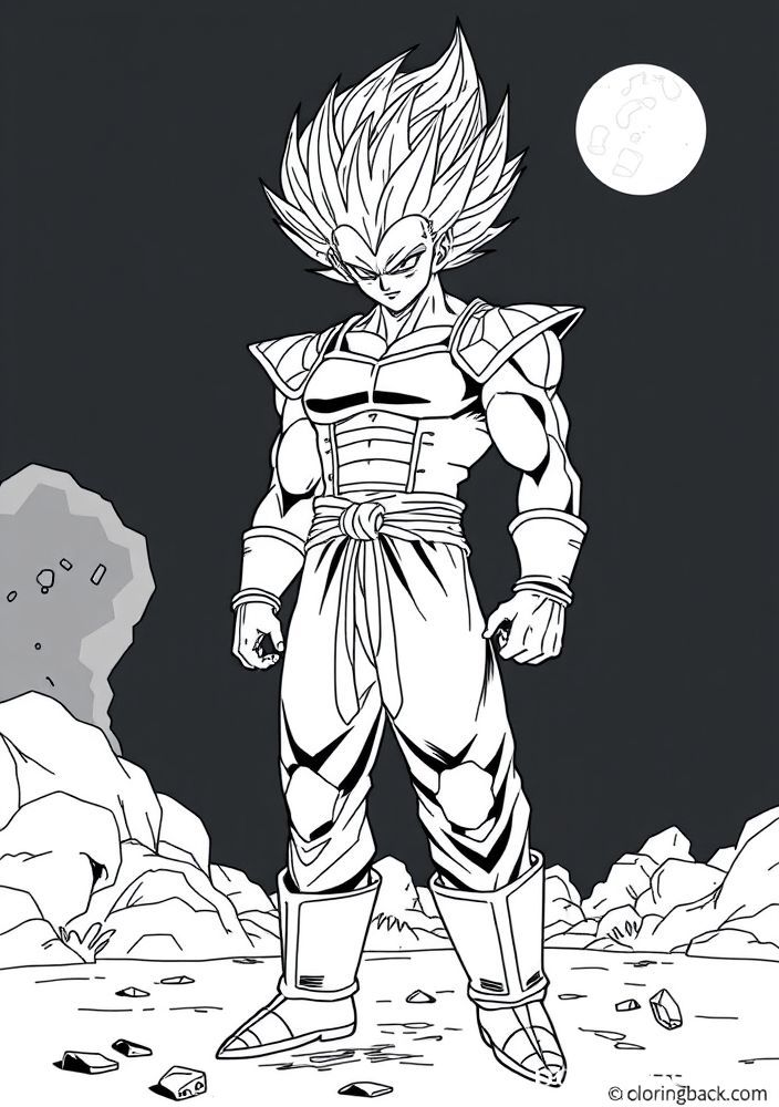 Desenho do Vegeta em modo Majin para colorir