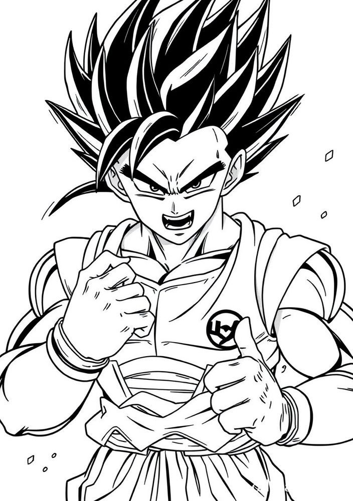 Desenho do Vegeta em pose de batalha para colorir