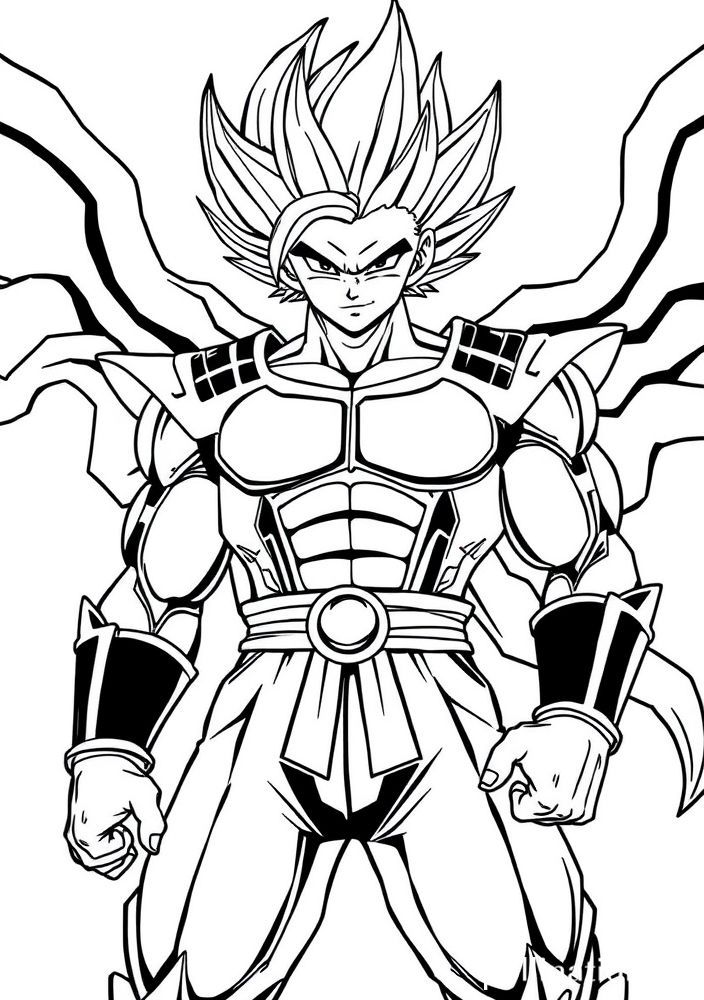 Desenho do Vegeta em seu traje clássico de combate para colorir