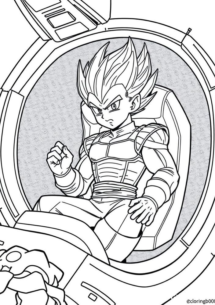 Desenho do Vegeta em sua cápsula espacial para colorir