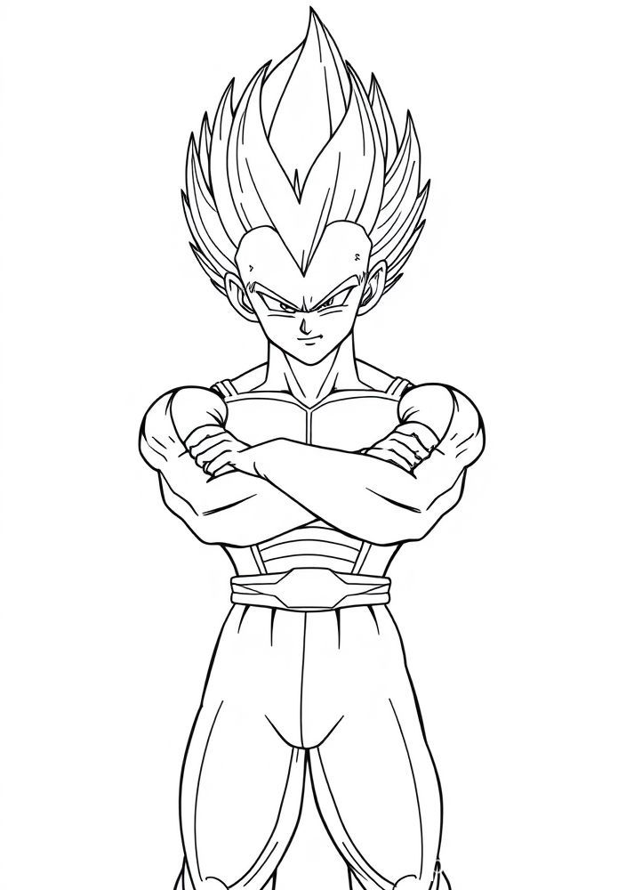Desenho do Vegeta em sua forma normal fazendo poses para colorir