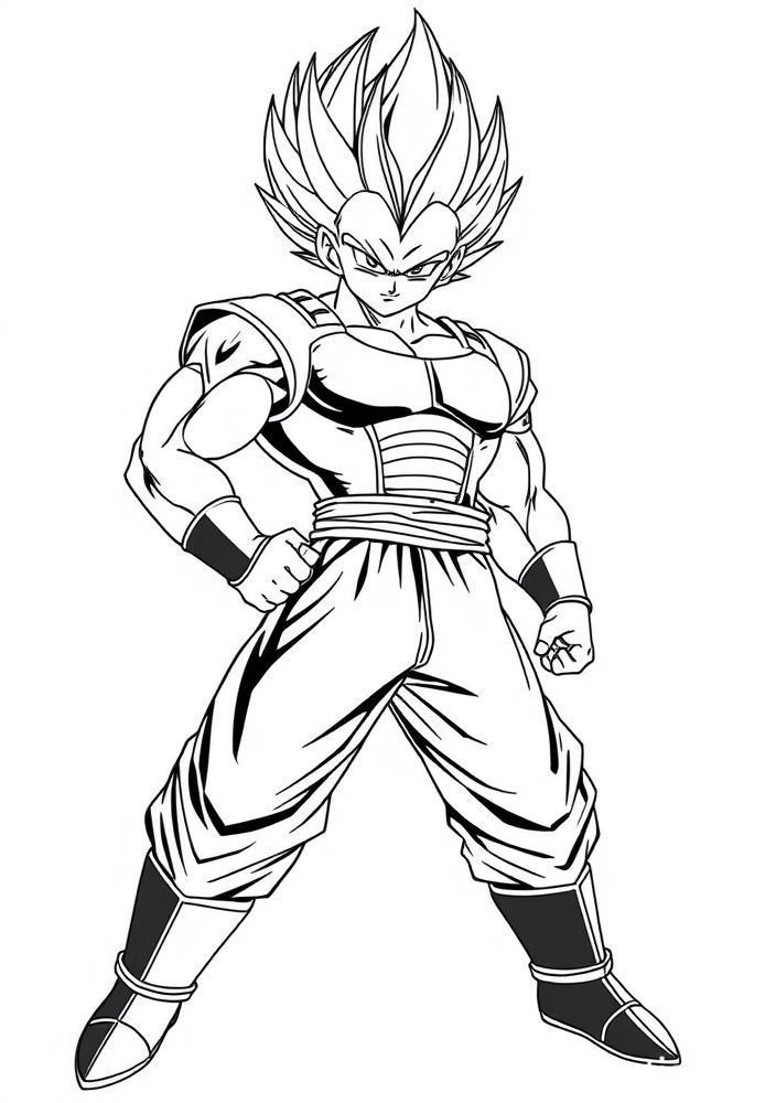 Desenho do Vegeta em sua forma normal para colorir