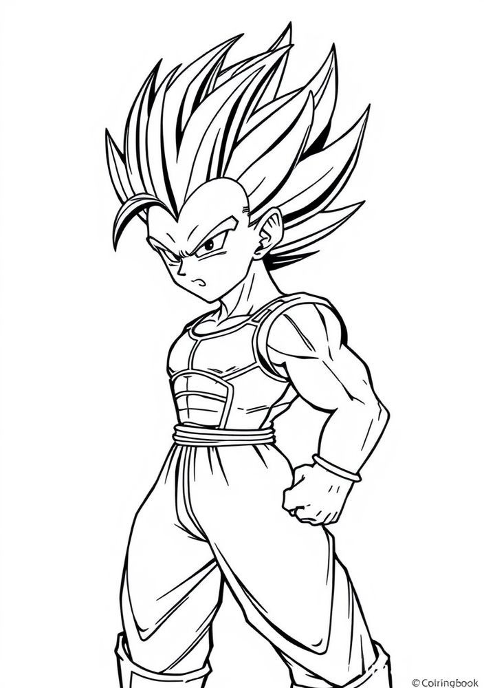 Desenho do Vegeta em sua transformação Super Saiyajin para colorir