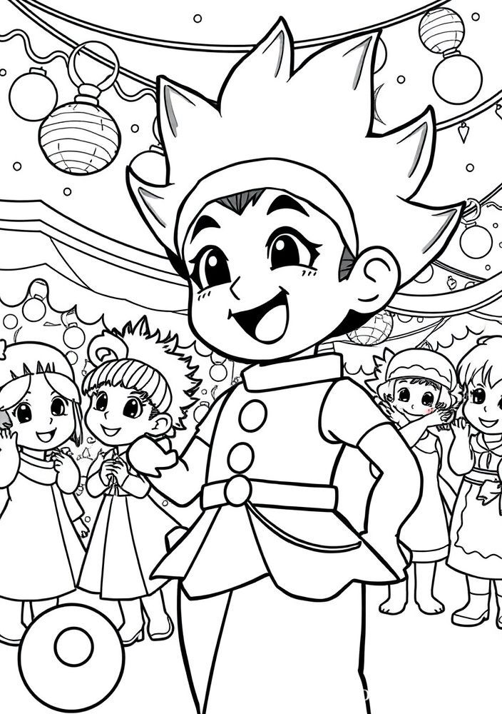 Desenho do Vegeta em um desfile festivo para colorir