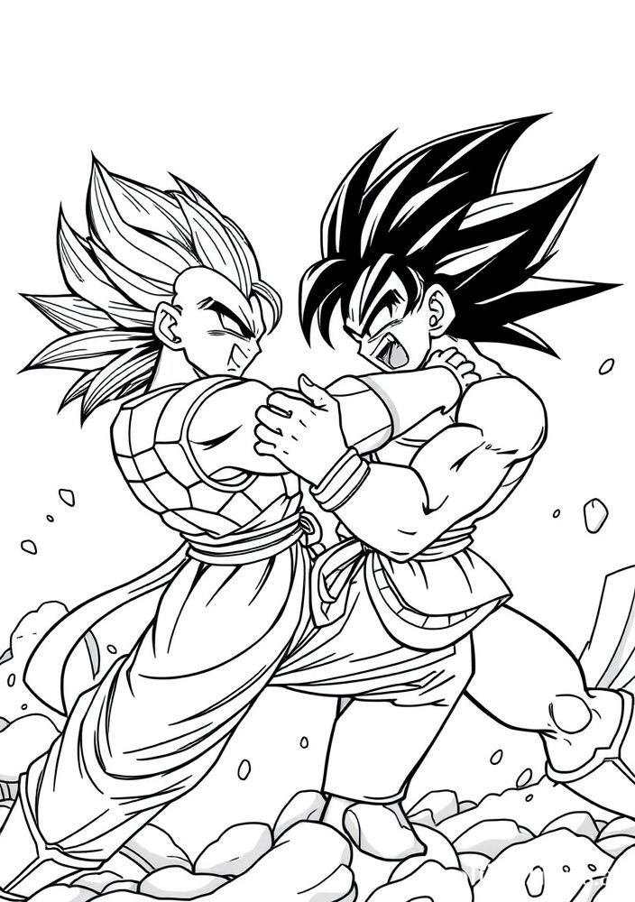 Desenho do Vegeta em um momento épico de luta contra Freeza para colorir