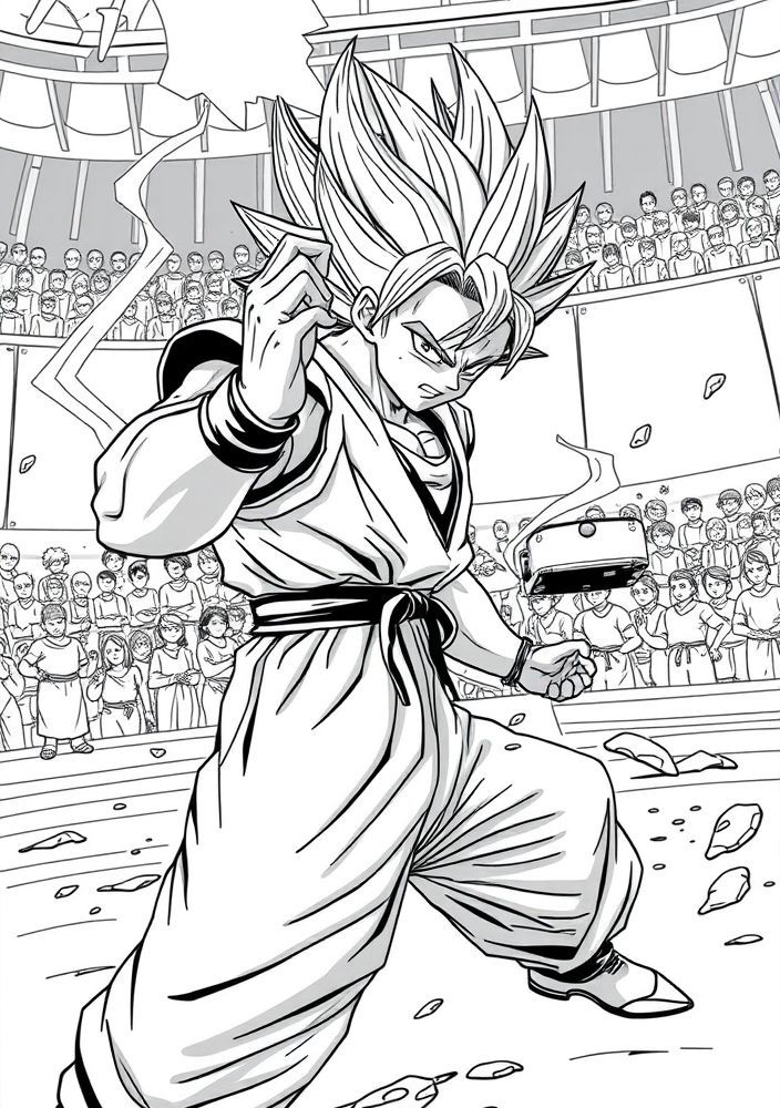 Desenho do Vegeta em um torneio de artes marciais para colorir