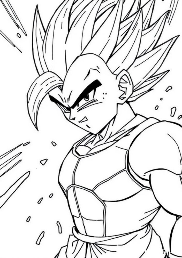 Desenho do Vegeta em uma pose de transformação para colorir
