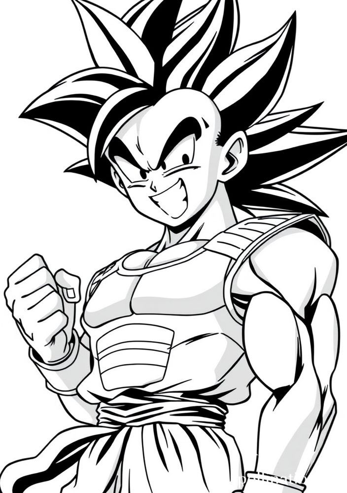 Desenho do Vegeta fazendo pose de vitória para colorir