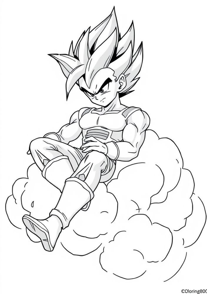 Desenho do Vegeta relaxando em Nimbus para colorir