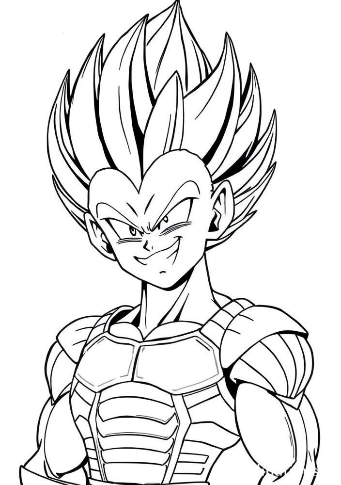 Desenho do Vegeta sorrindo para colorir