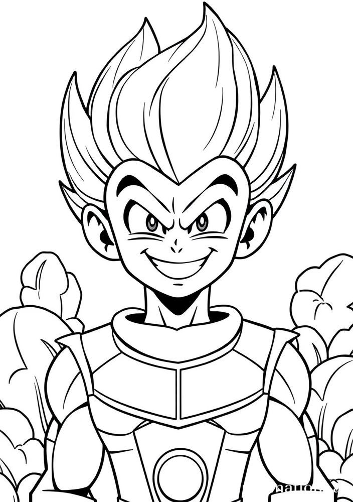Desenho do Vegeta sorrindo para colorir