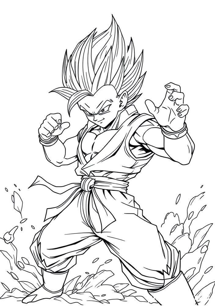 Desenho do Vegeta treinando para colorir