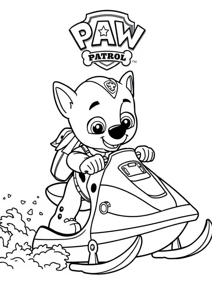 Desenho do Zuma com seu jet ski para colorir