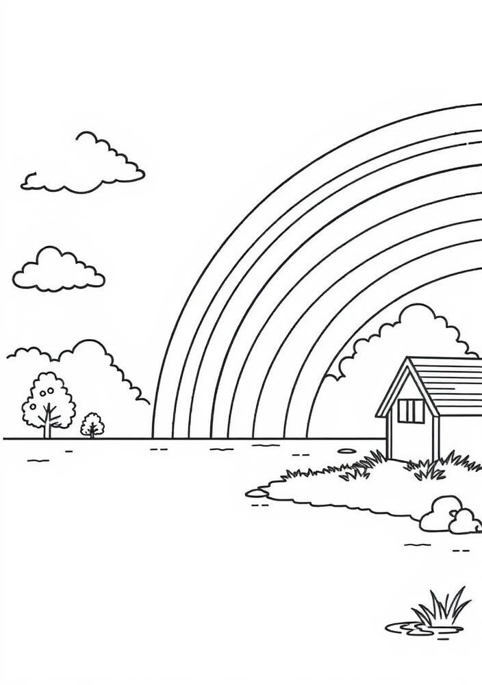 Desenho do arco-íris após o Dilúvio para colorir