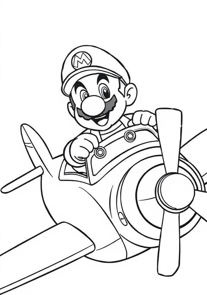 Desenho do avião do Mario para colorir