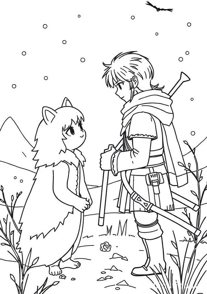 Desenho do caçador que se recusa a matar Branca de Neve para colorir