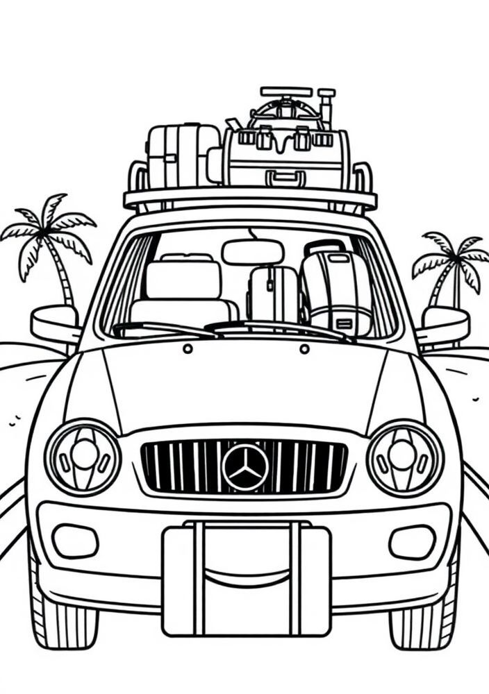 Desenho do carro do postal de férias para colorir