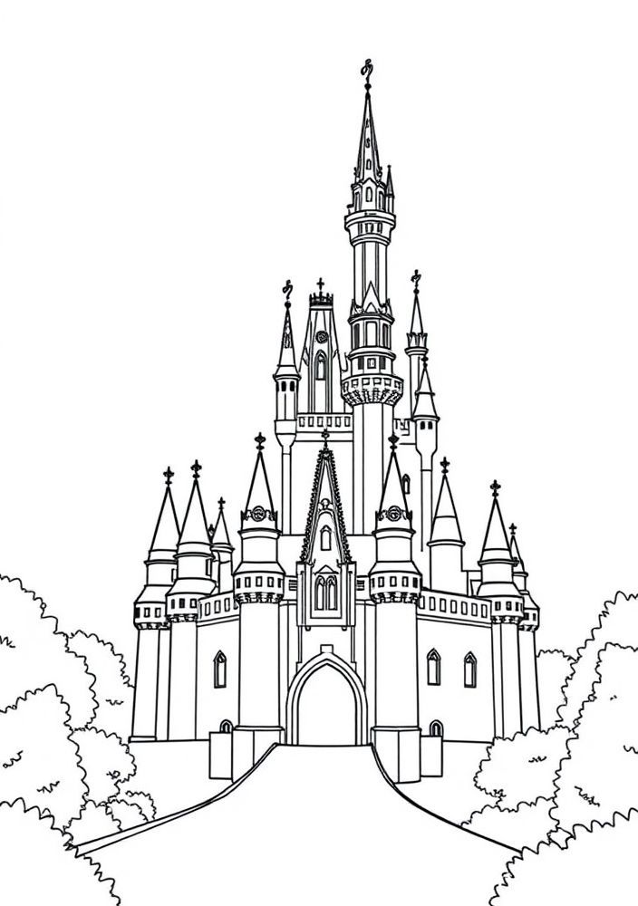 Desenho do castelo da Cinderela para colorir