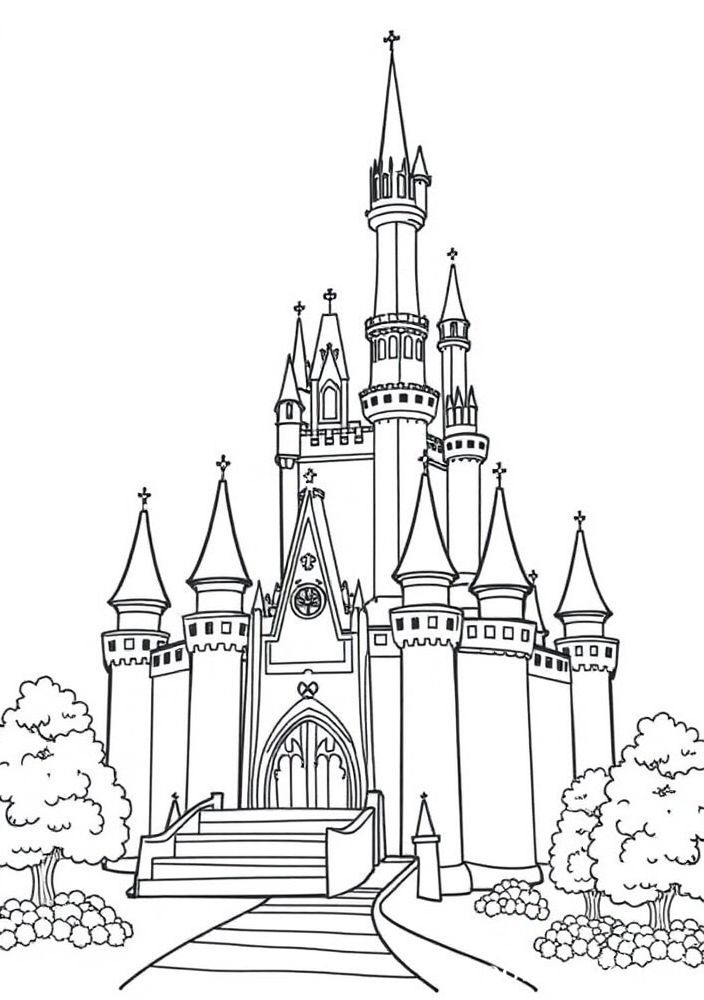 Desenho do castelo da Cinderela para colorir