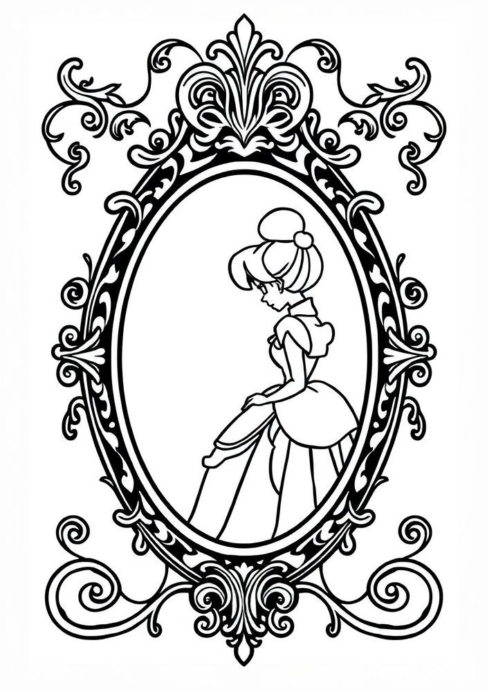 Desenho do espelho da Cinderela para colorir