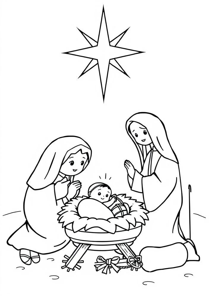 Desenho do nascimento de Jesus para colorir