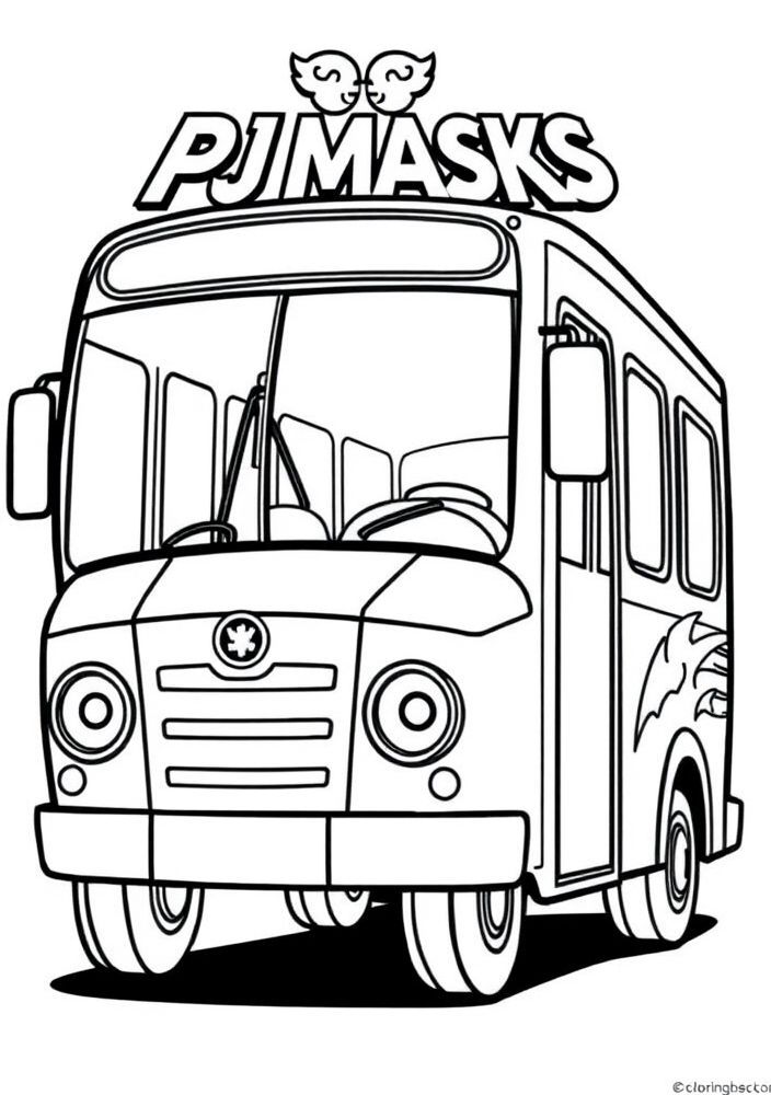 Desenho do ônibus dos PJ Masks para colorir