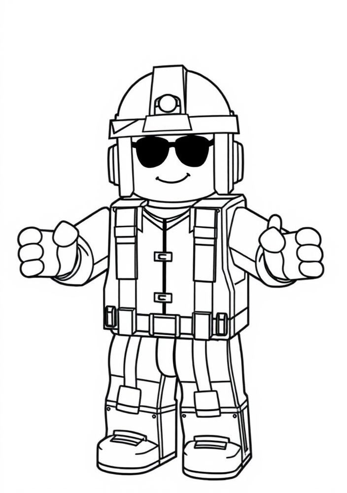 Desenho do personagem Builderman do Roblox para colorir