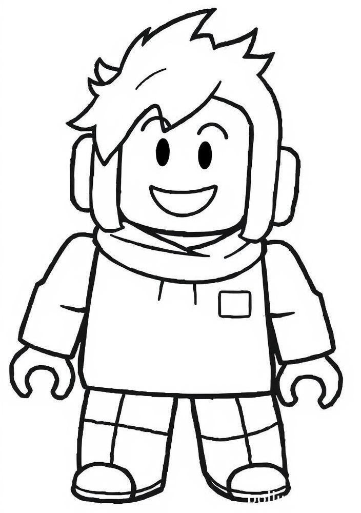Desenho do personagem Noob do Roblox para colorir