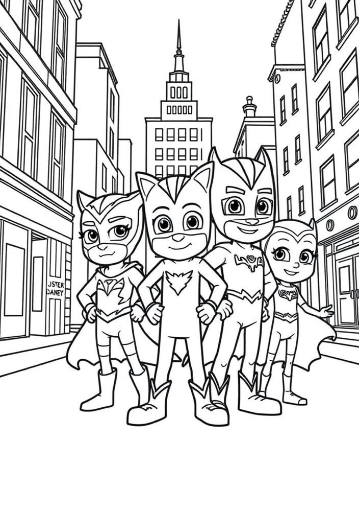 Desenho do super-rua dos Pj Masks para colorir