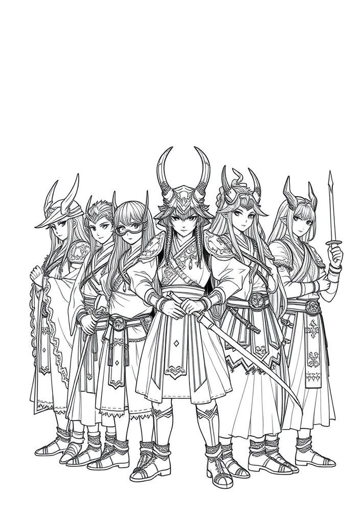 Desenho dos Hashira juntos para colorir