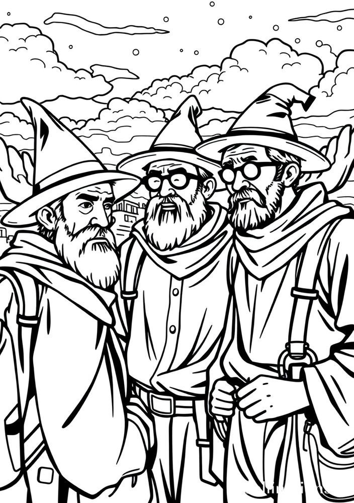 Desenho dos Reis Magos para colorir