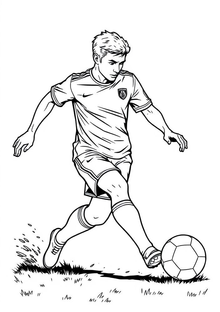 Desenhos de Jogador de Futebol Driblando para Colorir