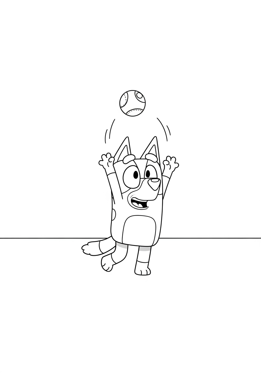 Desenho do Bluey animado jogando bola para colorir online grátis