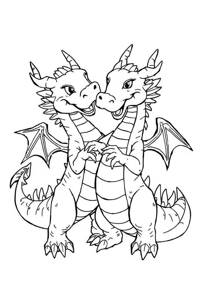 Dragão Gêmeo para Colorir