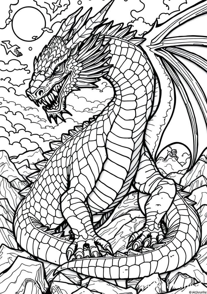 Dragão Majestoso com Escamas para Colorir
