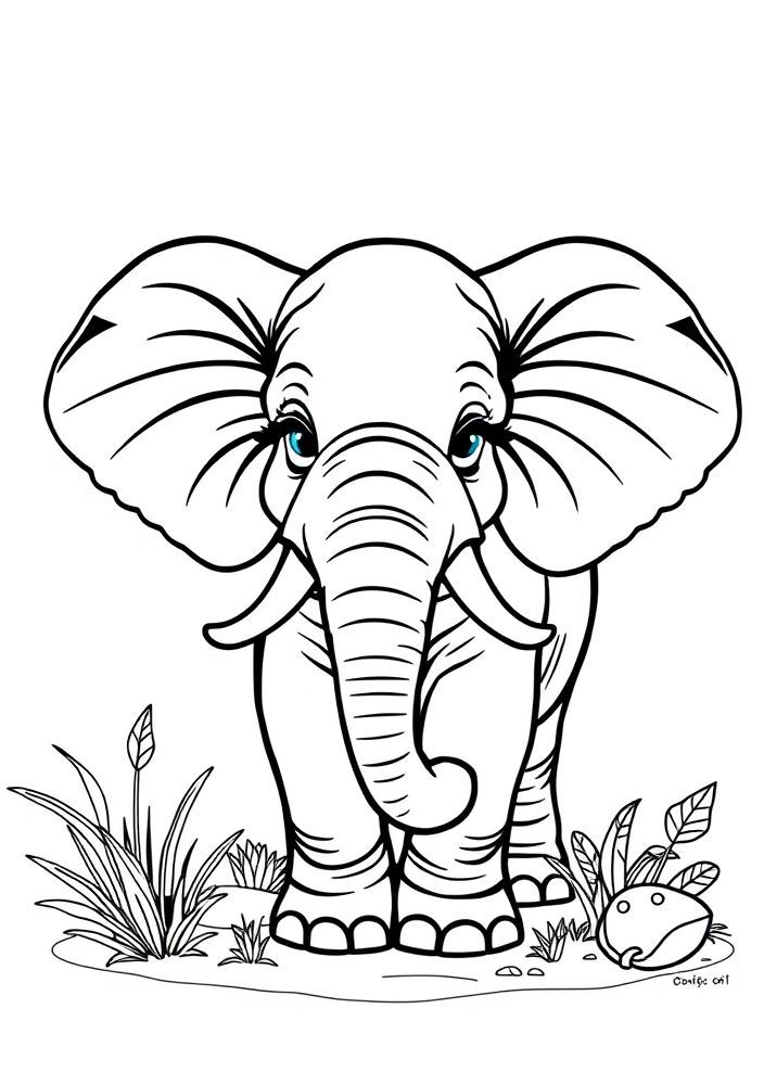 Elefante com gorro de chef para colorir