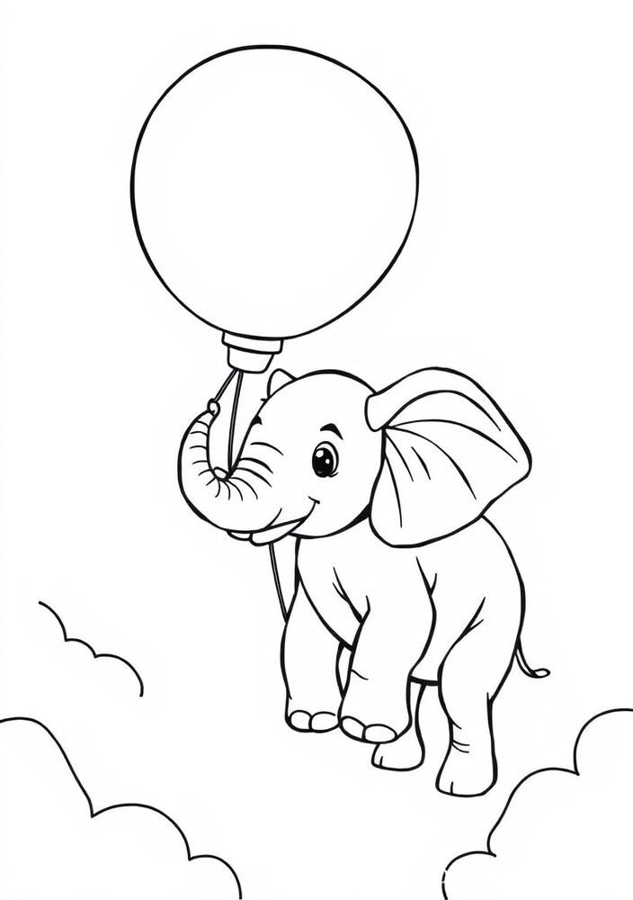 Elefante em um balão para colorir