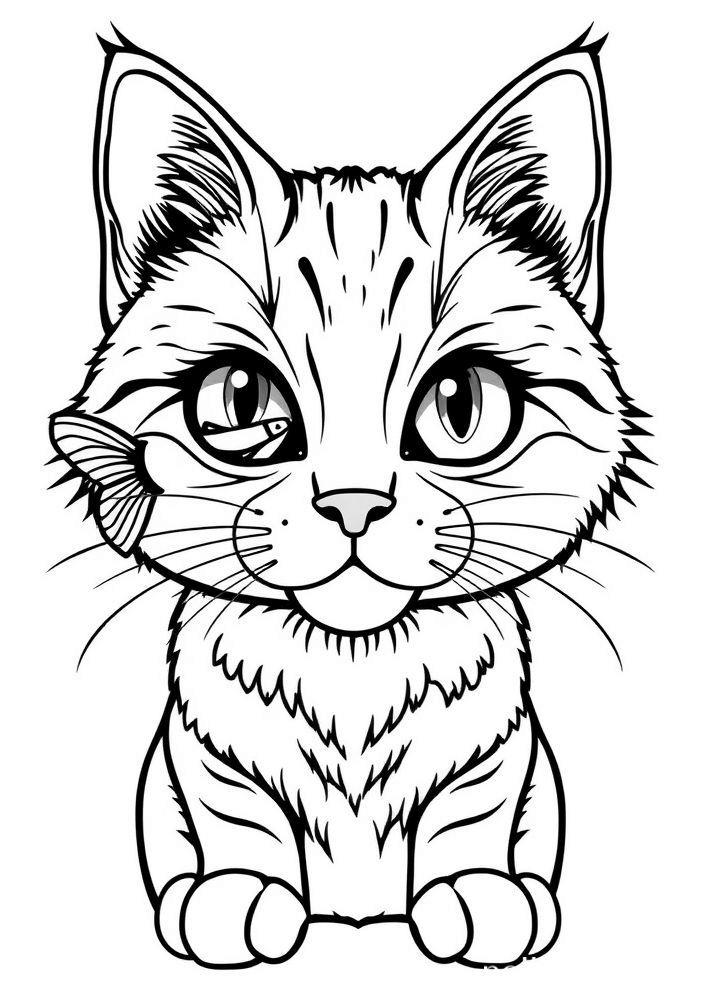 Gato com Peixes nos Olhos para colorir