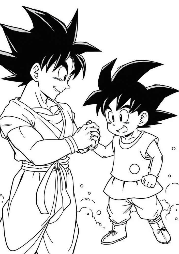 Goku e Picollo treinando juntos para colorir