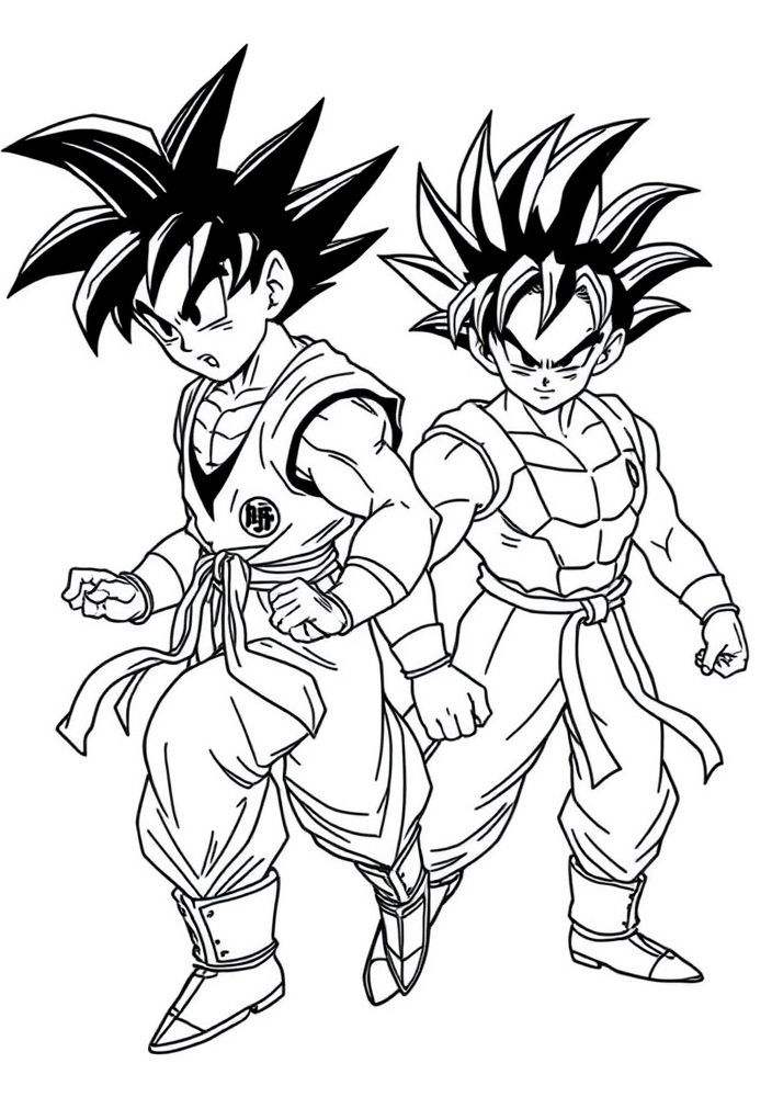 Goku e Vegeta prontos para a batalha para colorir