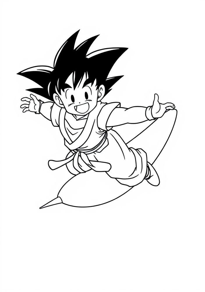 Goku e seu nimbus dourado para colorir