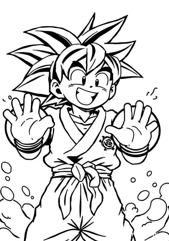 Goku e suas esferas do dragão para colorir