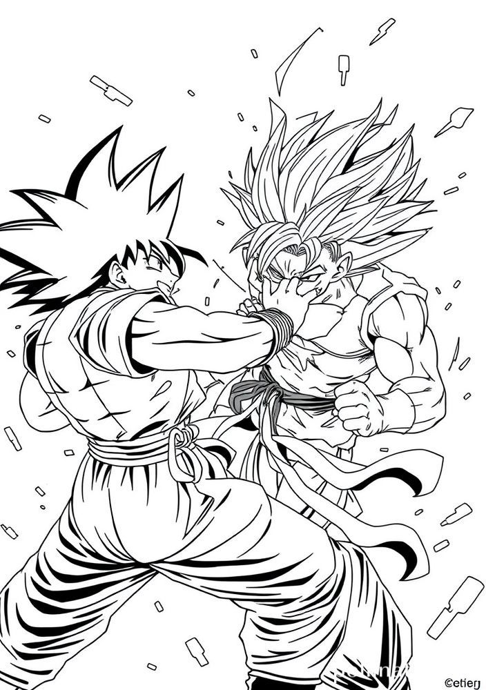 Goku lutando contra Freeza para colorir