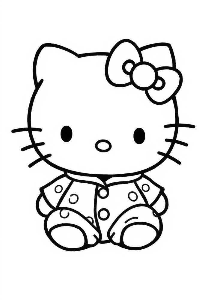 Hello Kitty de pijama para colorir