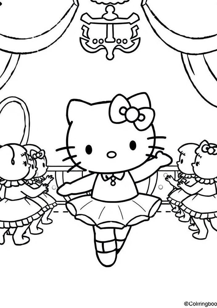 Hello Kitty em um bailado para colorir