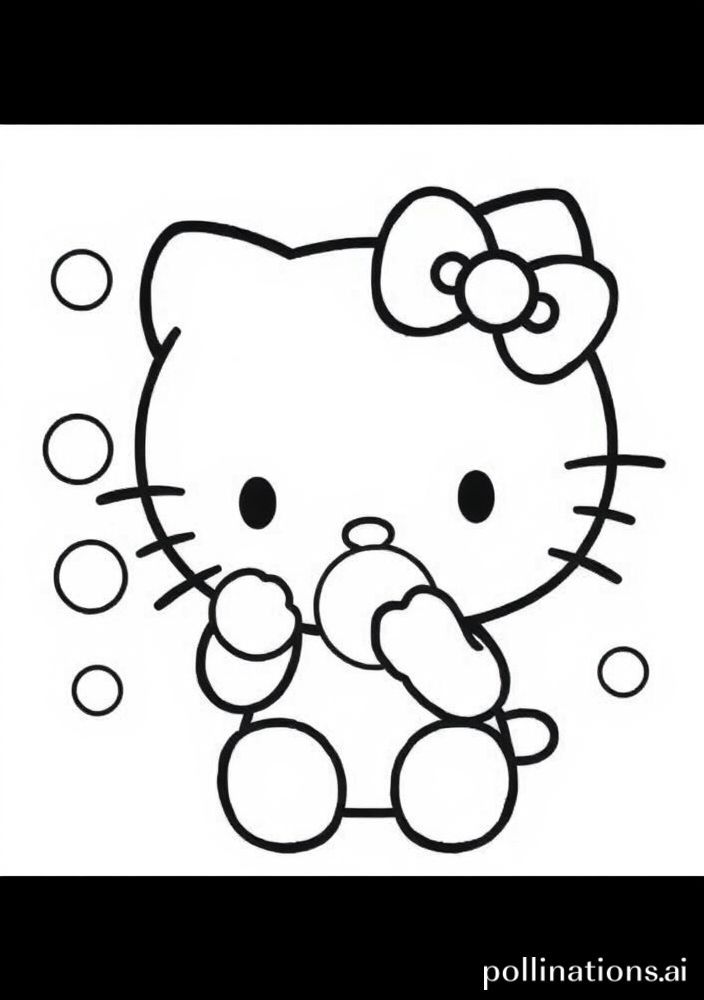 Hello Kitty fazendo bolhas de sabão para colorir