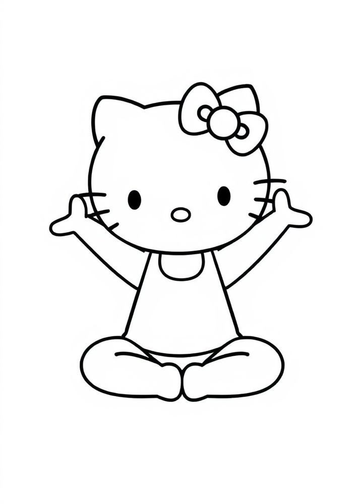 Hello Kitty fazendo yoga para colorir
