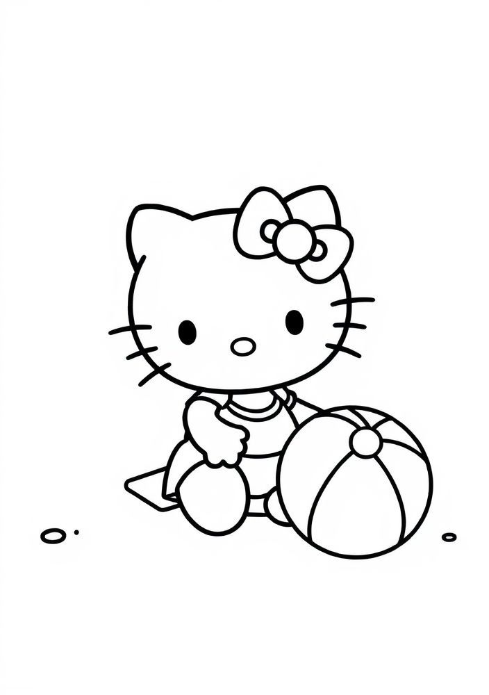 Hello Kitty na praia para colorir