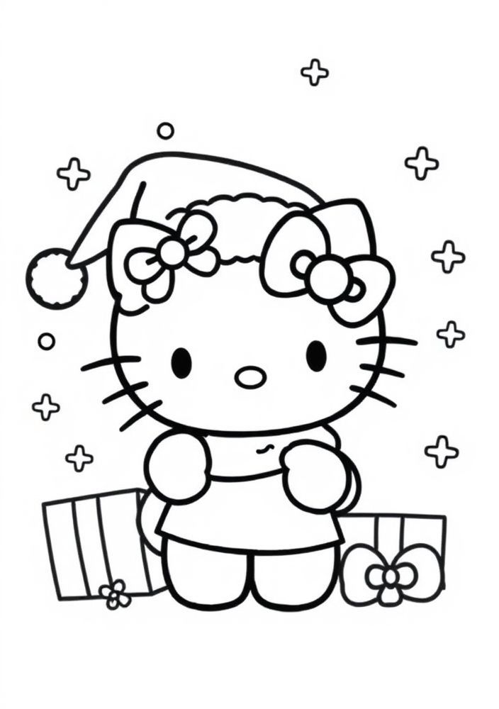 Hello Kitty no Natal para colorir