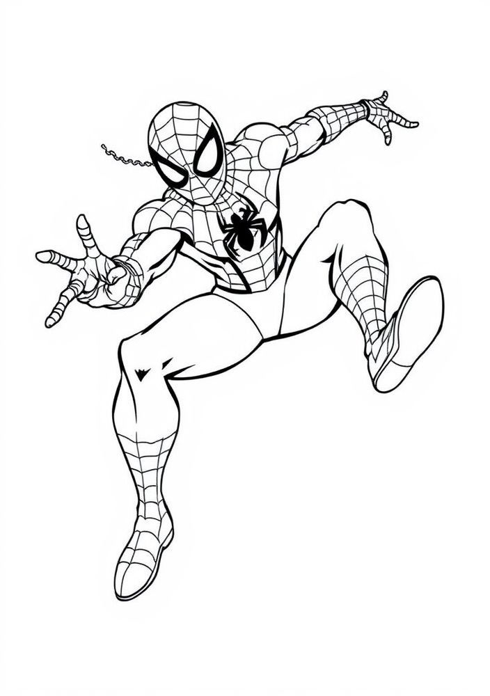 Homem Aranha com seu traje clássico para colorir